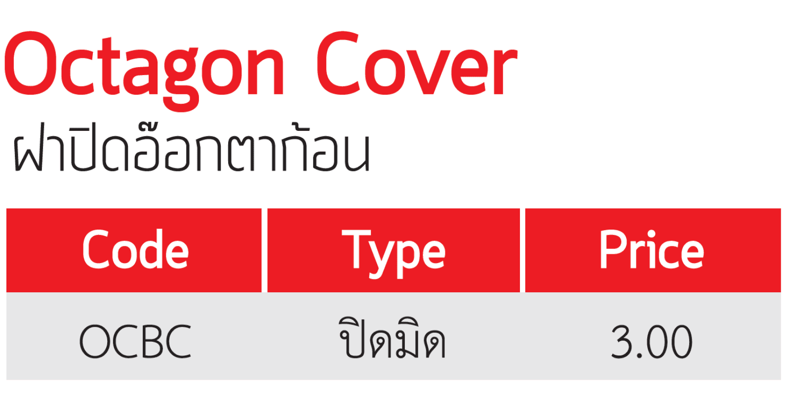 ฝาปิดอ๊อกตาก้อน   specs